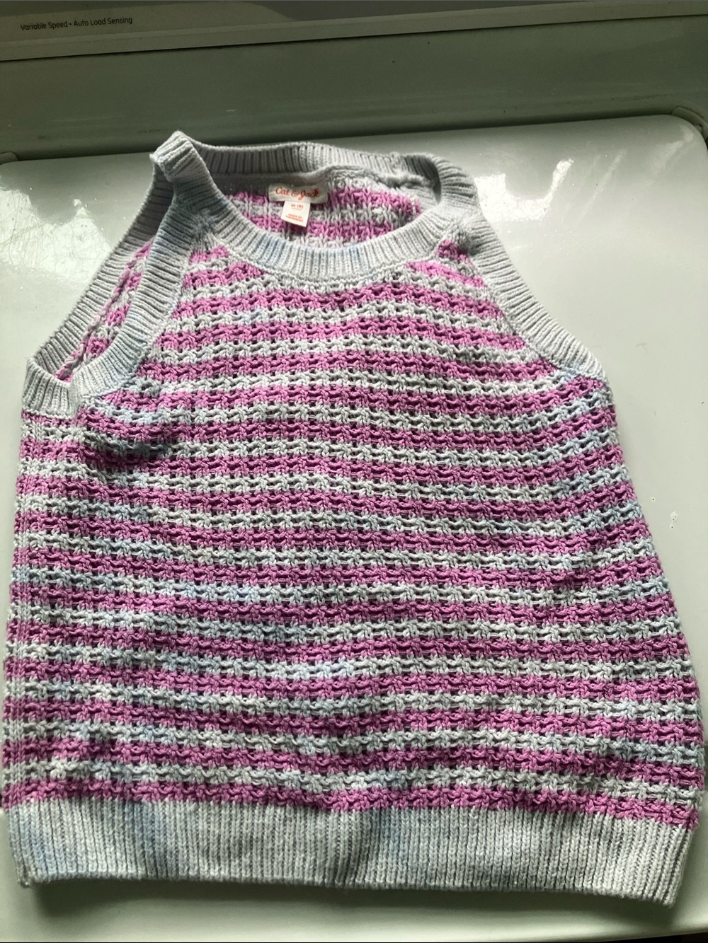 Cat & Jack Pink Gray Striped Knit Pullover summer tank top sweater m 8 girls